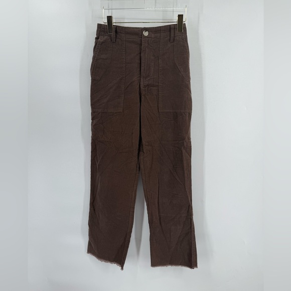 Little Lies Pants - Little lies brown corduroy wide leg pants with raw hem size small‎